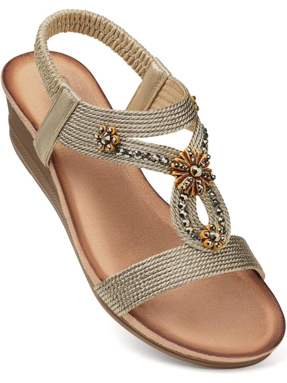 〽️Women Browness Open Toe With Elastic Back Strap Casual Dress Shoe For Walking